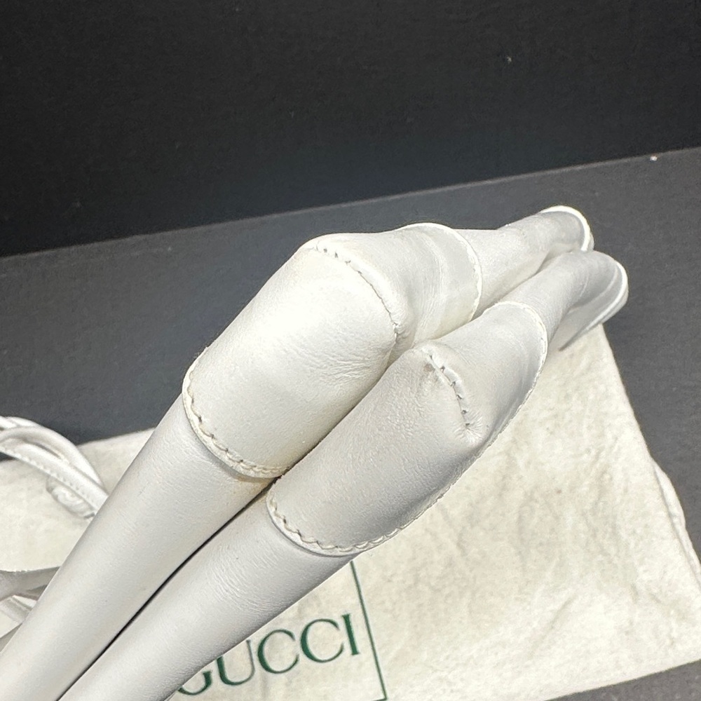 Gucci Purse Shoulder Bag Italian Leather Square White Gold Vintage With Dustbag - Picture 9 of 17